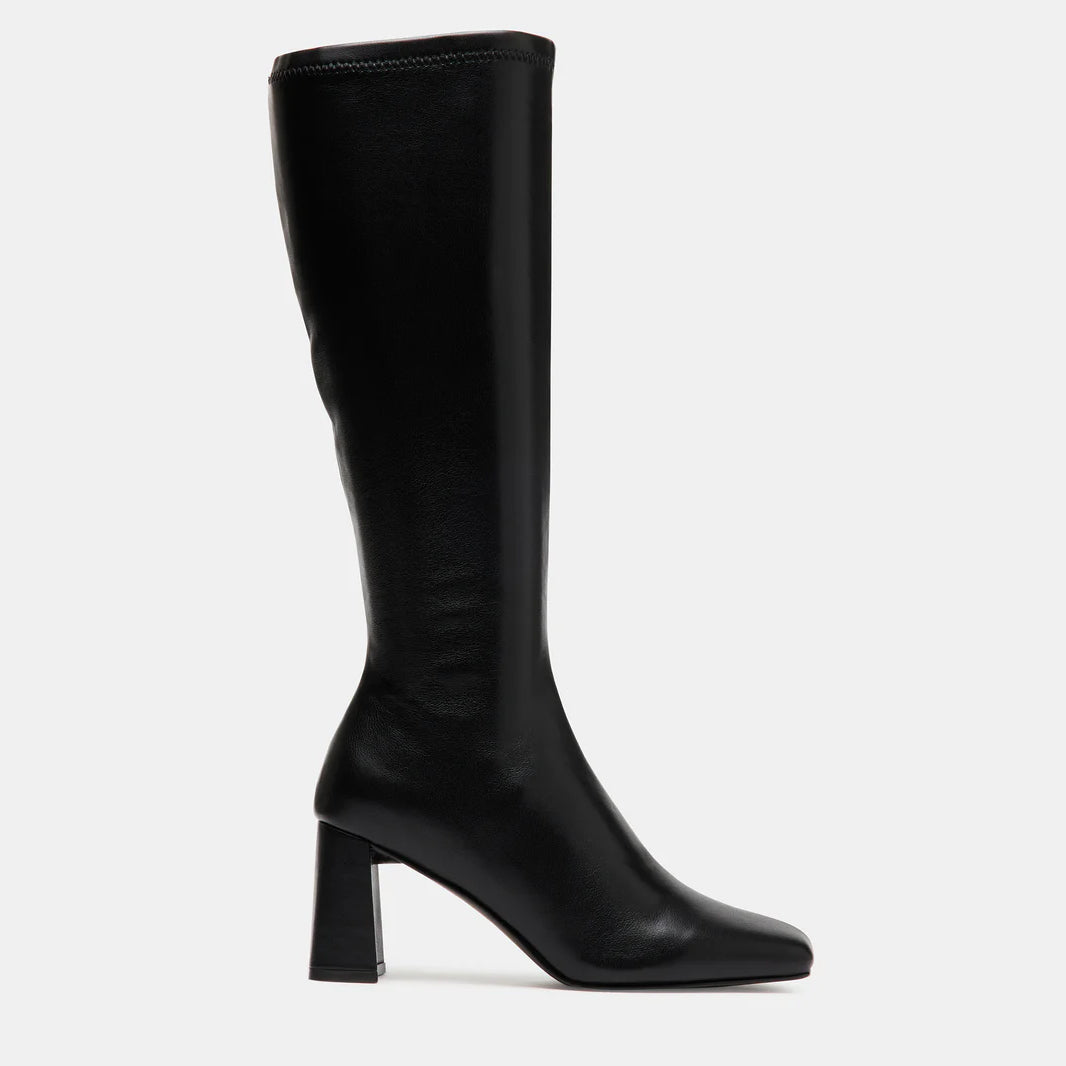 Tuhoomall Knee High Fashion Boot For Parties And Casual Wear, Stylish Solid Color, Mid Chunky Heel, Zipper Closure, Comfortable For All Seasons