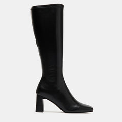 Tuhoomall Knee High Fashion Boot For Parties And Casual Wear, Stylish Solid Color, Mid Chunky Heel, Zipper Closure, Comfortable For All Seasons