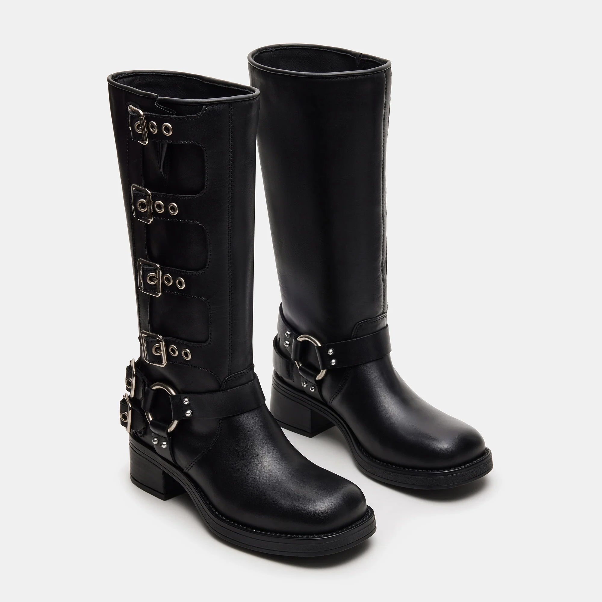Tuhoomall Vintage Stylish Casual Boots for Women, Comfortable Mid-Calf Square-Toe with Chunky Heel, Adjustable Buckle, All-Season Wear