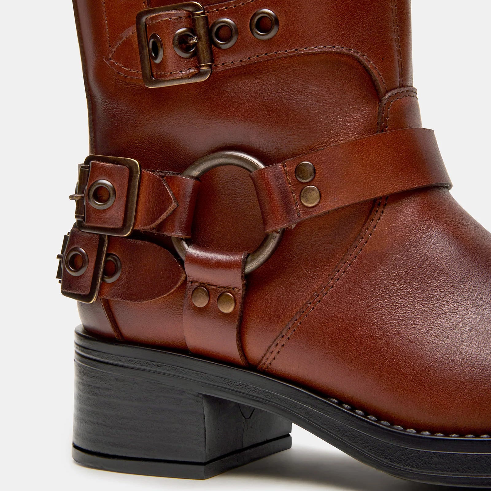 Tuhoomall Vintage Stylish Casual Boots for Women, Comfortable Mid-Calf Square-Toe with Chunky Heel, Adjustable Buckle, All-Season Wear