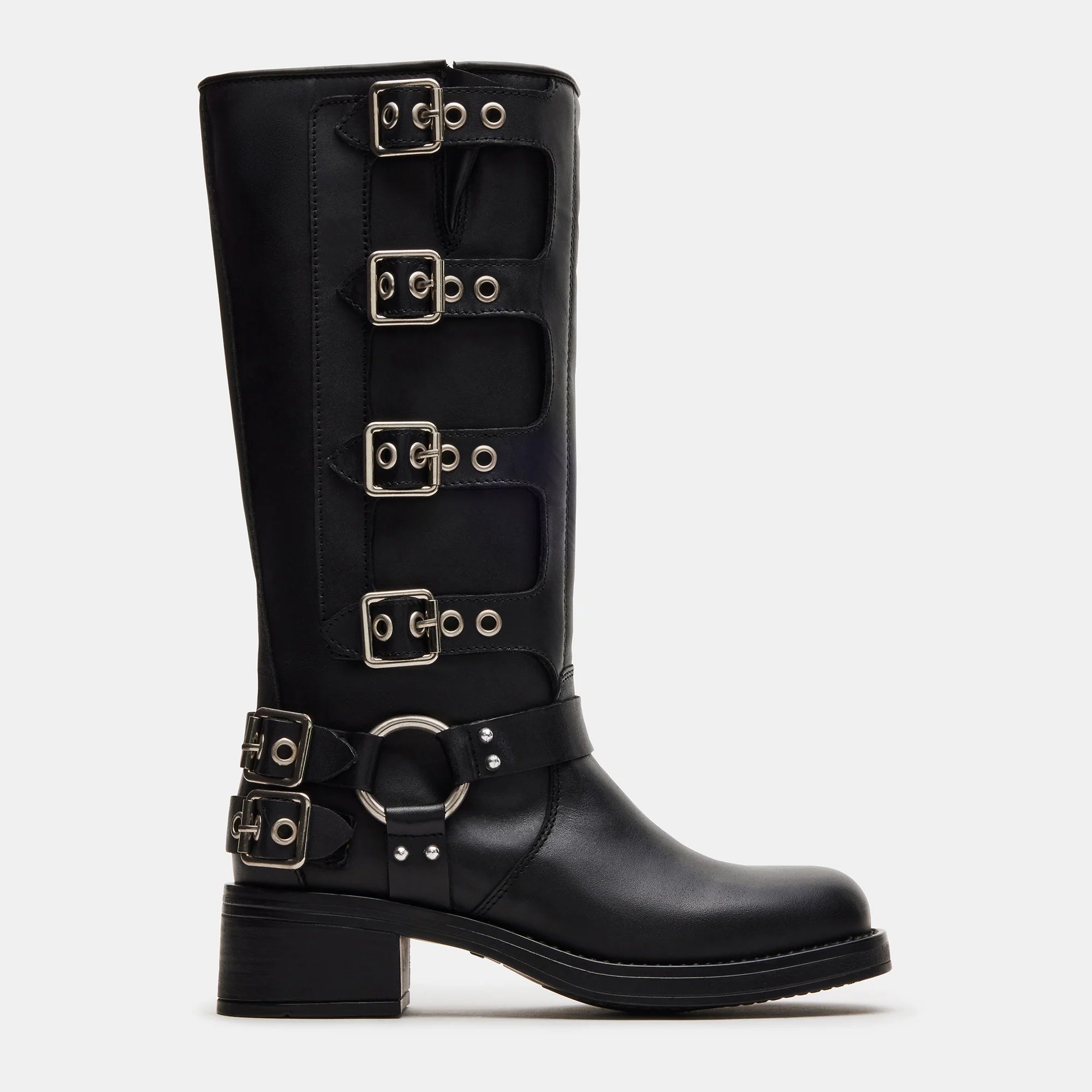 Tuhoomall Vintage Stylish Casual Boots for Women, Comfortable Mid-Calf Square-Toe with Chunky Heel, Adjustable Buckle, All-Season Wear