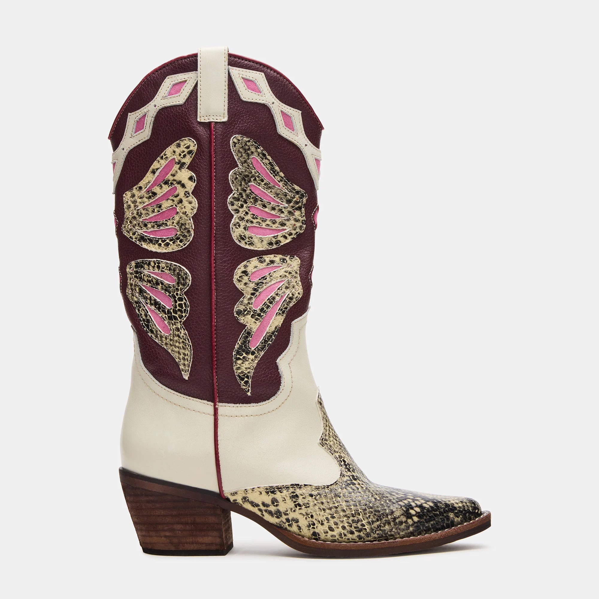 Tuhoomall Western Cowboy Boots for Women, Floral and Animal Print, Chunky Heels, Perfect for Parties and Fashion Events, Easy Slip-On Style