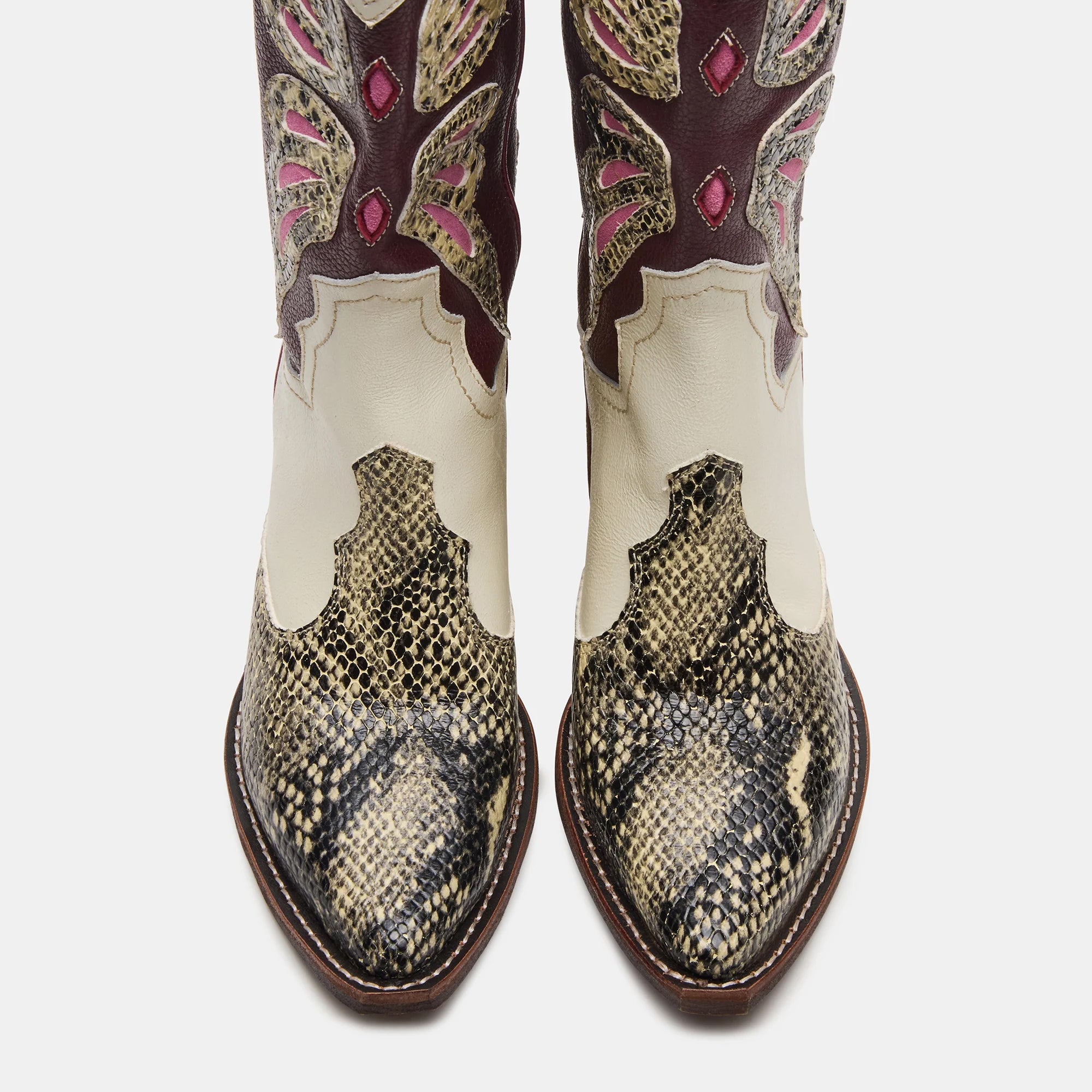 Tuhoomall Western Cowboy Boots for Women, Floral and Animal Print, Chunky Heels, Perfect for Parties and Fashion Events, Easy Slip-On Style