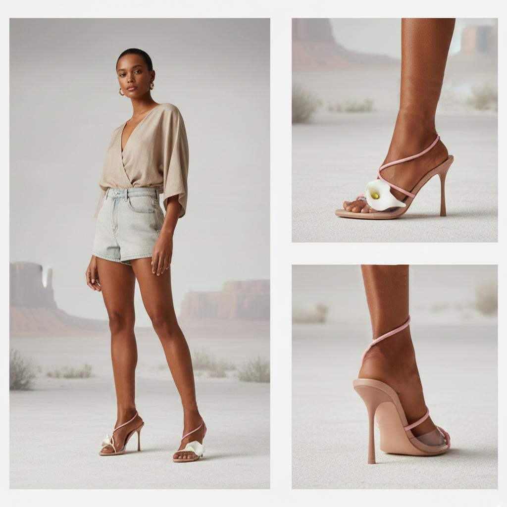 Tuhoomall High Heel Sandals for Women with Floral Design, Elegant Open Toe, Ideal for Parties and Summer Events, 8cm Stiletto Heel Tuhoomall