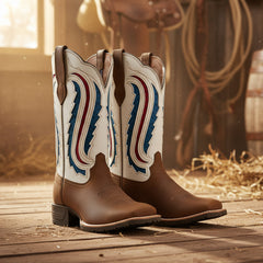 Tuhoomall Western Cowgirl Short Boots, Colorful Plaid Pattern, Comfortable Chunky Heel, Perfect for Outdoor Fashion Tuhoomall