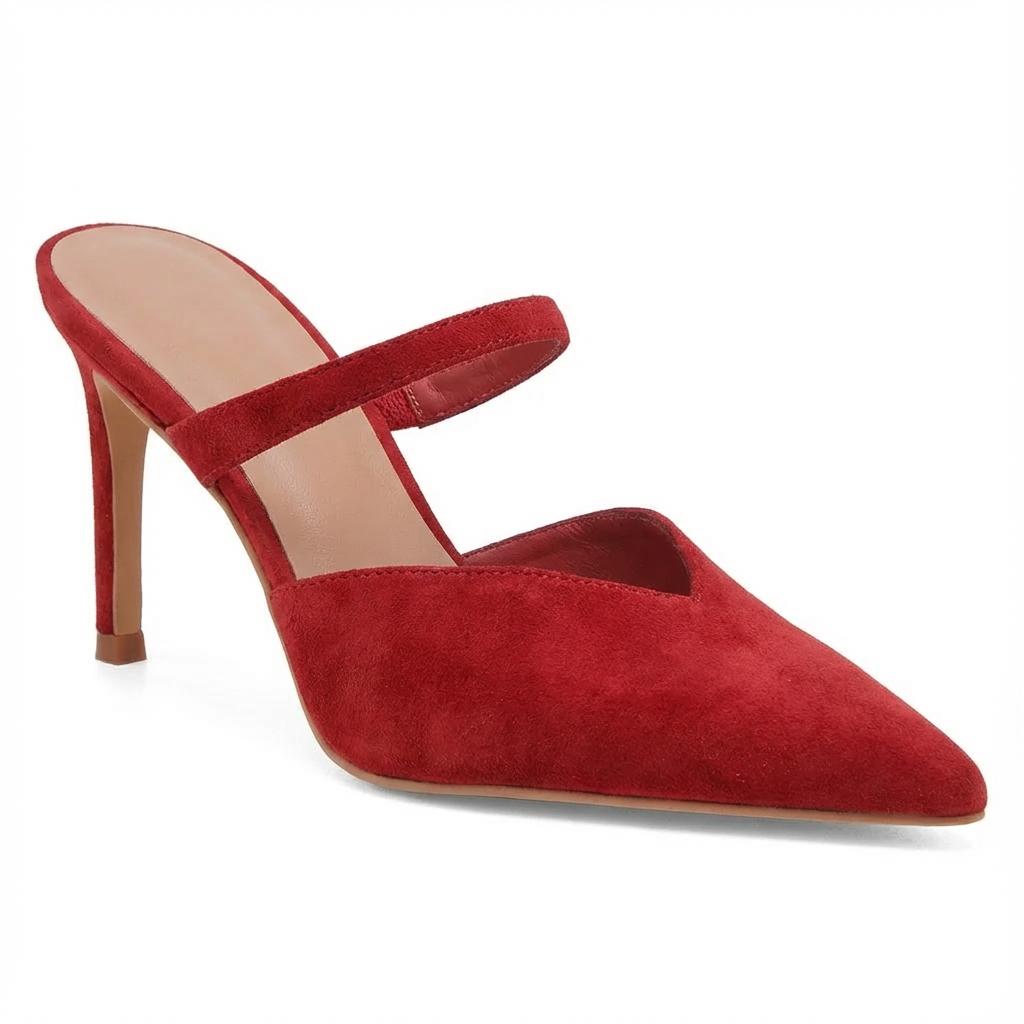 Tuhoomall Fashion High Heel Slip-On Shoes, Pointed Toe, Casual Office Style, Comfortable Suede and Mesh Upper, Rubber Sole, Perfect for Everyday Wear Tuhoomall