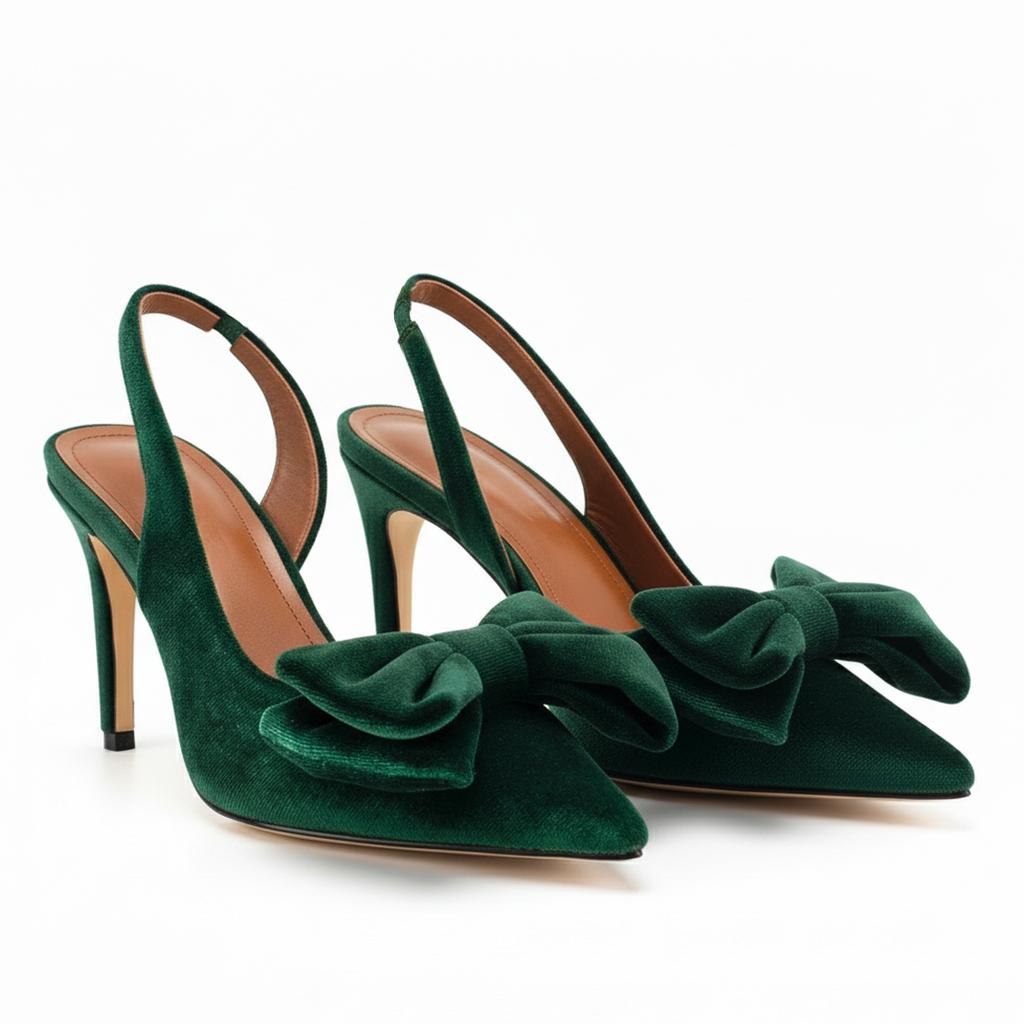 Tuhoomall Stylish High Heel Sandals With Bow, Pointed Toe, Slip-On Design For Parties, Performances, Fashion Casual Wear, 3.1in Stiletto Heel Tuhoomall