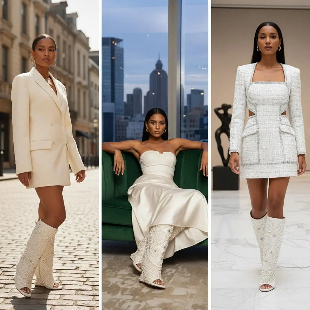 Tuhoomall Wedge Heel Floral Peep-Toe Ankle Boots with Rhinestone Accents for Parties and Performances Tuhoomall