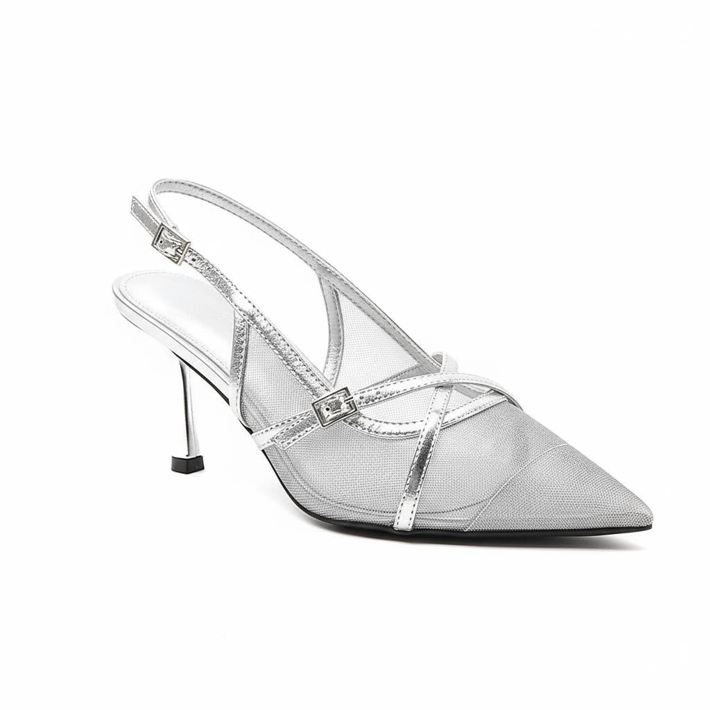Tuhoomall Comfortable High Heel Pumps with Pointed Toe and Cat Heel, Stylish Mesh Design for Fashionable Everyday Wear Tuhoomall