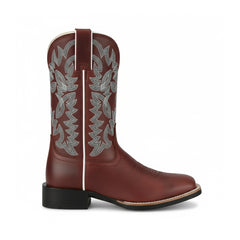 Tuhoomall Western Cowboy Boots for Women, Comfortable Floral Embroidery, Chunky Heel, Slip-On Mid-Calf Booties for Fashionable Casual Wear