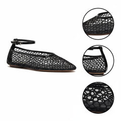 Tuhoomall Woven Flat Sandals for Women - Stylish Pointed Toe Design with Adjustable Buckle for Parties and Performances
