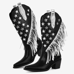 Tuhoomall Western Style Fringe Ankle Boots for Women, Comfortable Low Heel Party Footwear, All-Season Fashion for Performances and Dance Events
