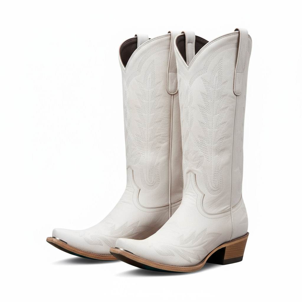 Tuhoomall Embroidered Mid-Calf Ankle Boots for Women | Stylish 5cm Block Heels, Slip-On Design for Parties and Casual Wear Tuhoomall