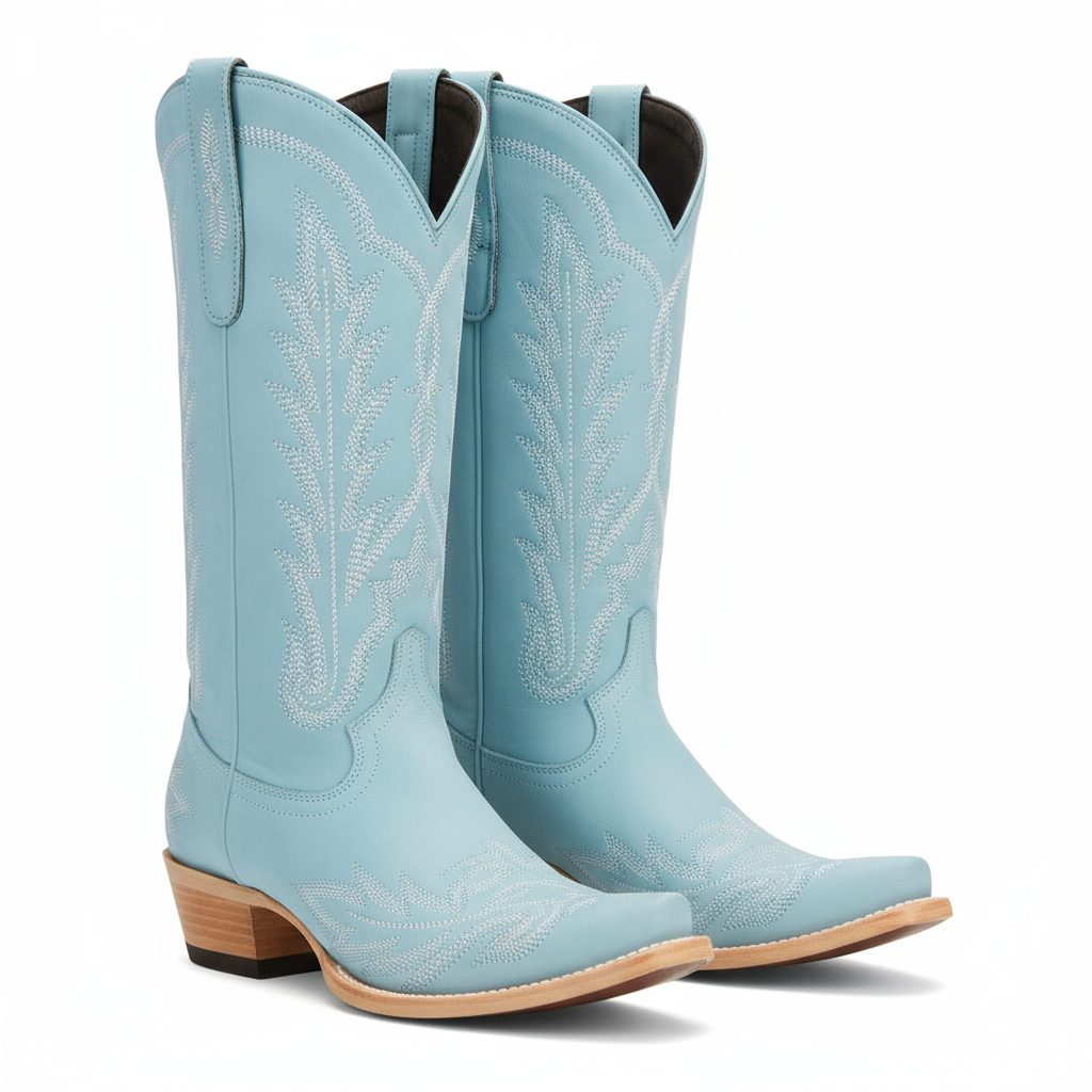 Tuhoomall Embroidered Mid-Calf Ankle Boots for Women | Stylish 5cm Block Heels, Slip-On Design for Parties and Casual Wear Tuhoomall