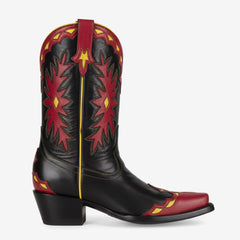 Tuhoomall Western Ankle Boots for Women, Comfortable Slip-On Design, Stylish Floral Embroidery, 4.5cm Block Heel for Year-Round Adventures