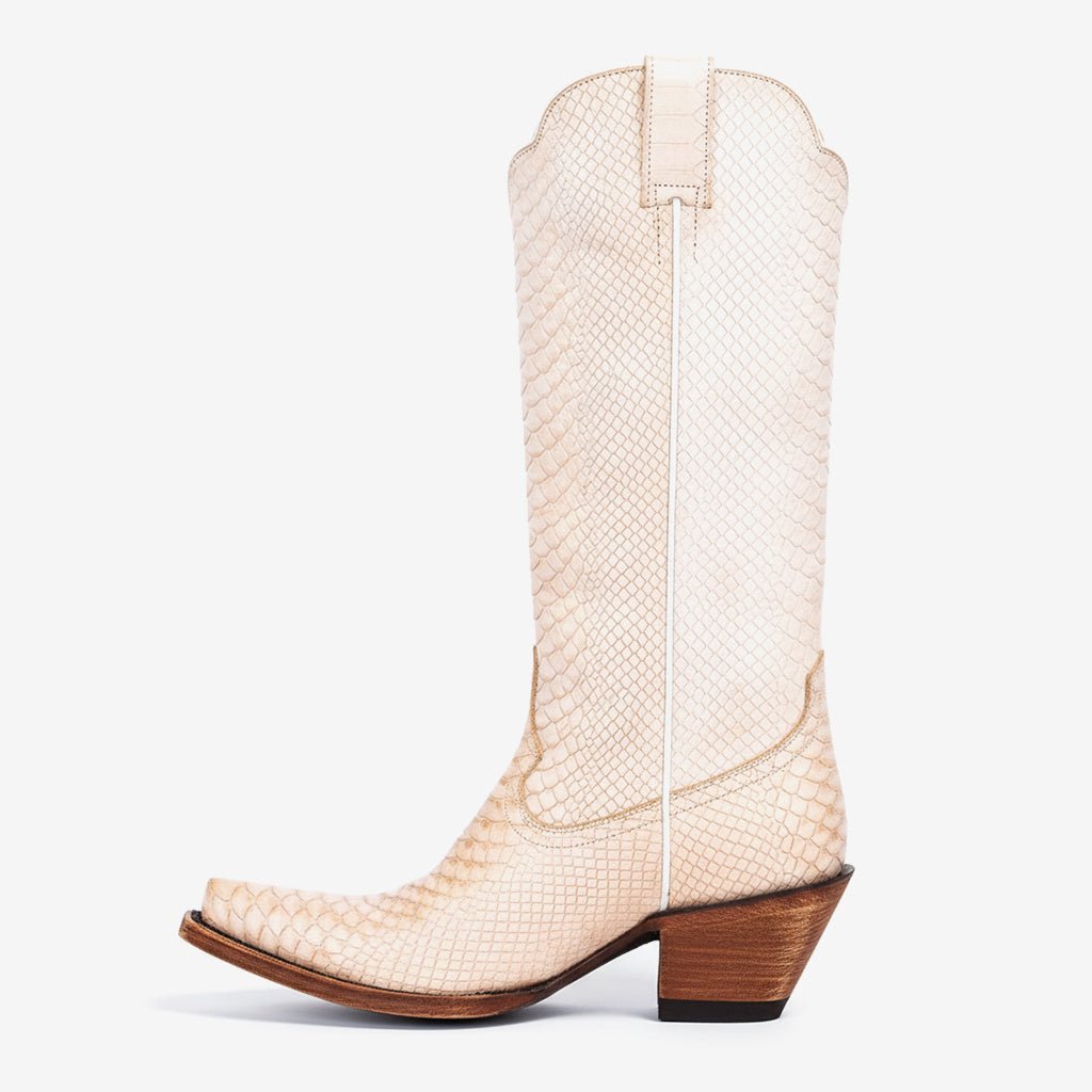 Tuhoomall Western Style Knee-High Cowboy Boots For Women, Comfortable Ankle Design, Fashionable Casual Look With Faux Leather In Crocodile & Snake Patterns