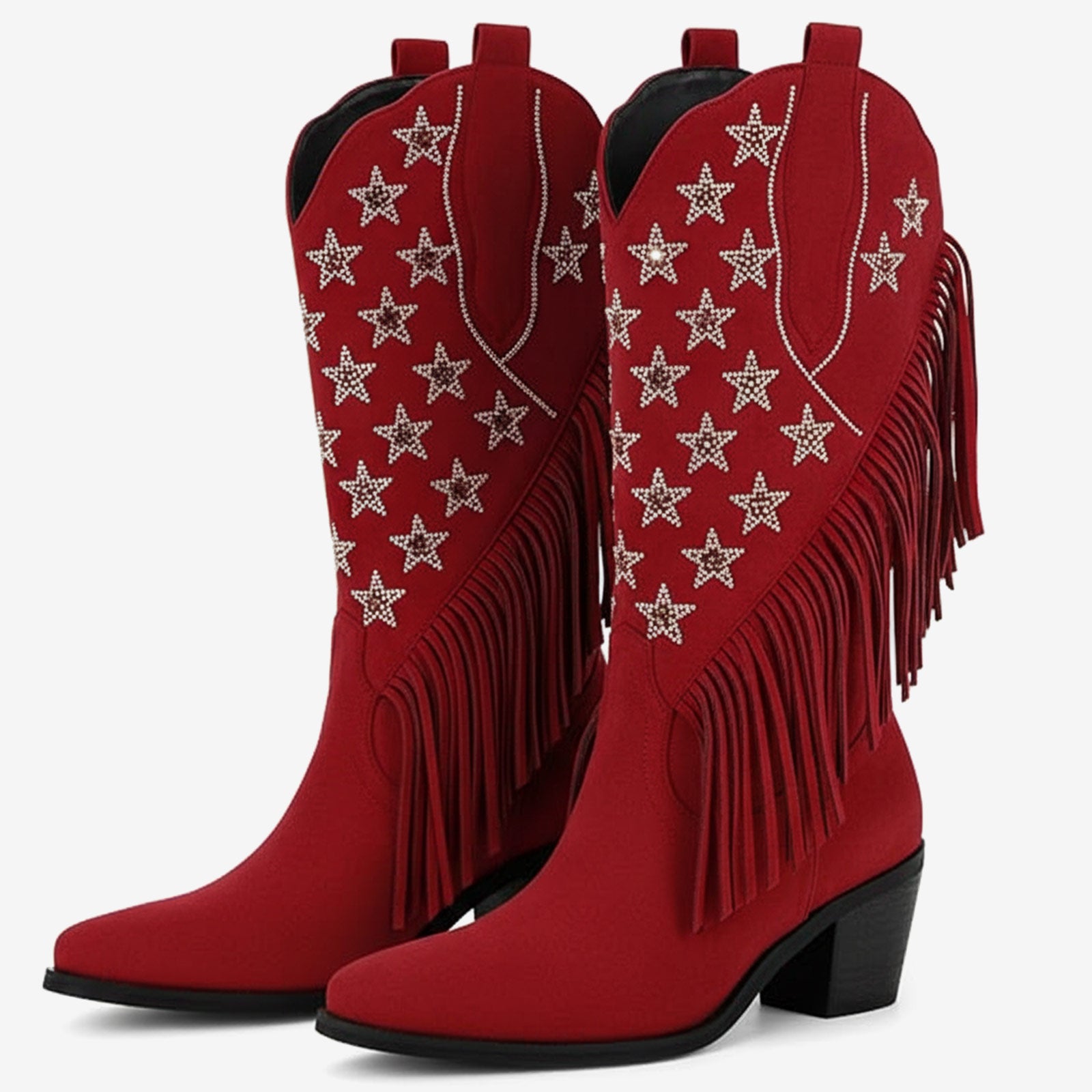 Tuhoomall Western Style Fringe Ankle Boots for Women, Comfortable Low Heel Party Footwear, All-Season Fashion for Performances and Dance Events