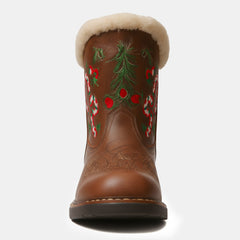 Tuhoomall Christmas Cozy Short Boots – Festive Round-Toe Ankle Style