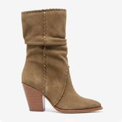 Tuhoomall Western Cowboy Ankle Boots for Women, Stylish Casual Short Boots, Wrinkled Design, Slip-On, Chunky Heel, All-Season Wear