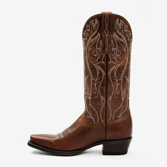 Tuhoomall Western Vintage Floral Embroidered Mid-Calf Cowboy Boots with Chunky Heel for Fashionable Casual Style