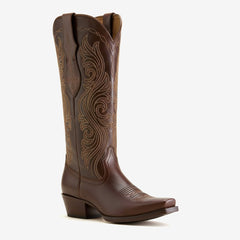 Tuhoomall Western Knee High Cowboy Boots for Women, Fashionable Casual Outdoor, Embroidered Design, Chunky Heel, Slip-On Style