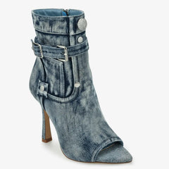 Tuhoomall Heel Boots for Women, Stylish Peep Toe Ankle Booties with Zipper, Vintage Design for Parties and Performances, 10 cm Stiletto Heels Tuhoomall