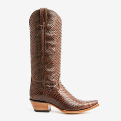 Tuhoomall Western Style Knee-High Cowboy Boots For Women, Comfortable Ankle Design, Fashionable Casual Look With Faux Leather In Crocodile & Snake Patterns