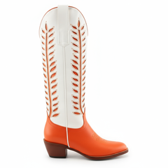 Tuhoomall Western Mid Calf Boots for Women, Embroidered Vegan Leather, Casual Chunky Heel, Spring Autumn Winter Fashion