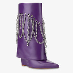 Tuhoomall Stylish Ankle Boots for Women - Chic Party Performance Footwear with Unique Chain and Tassel Accents Tuhoomall