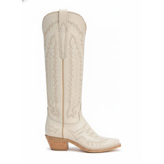 Tuhoomall Western Snip-Toe Mid Calf Boots with Chunky Heel | Fashion Retro Casual Embroidery Slip-On Design | All Seasons Stylish Footwear