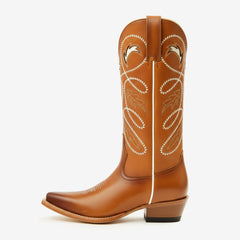 Tuhoomall Western Cowboy Boots for Women, Stylish Rough Heel, Star Embroidery, Easy Slip-On, Casual Fashion All Seasons