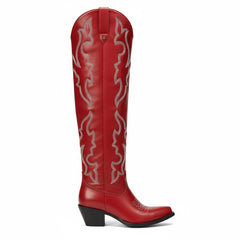 Tuhoomall Comfort Western Boots With Floral Embroidery For Stylish Travel And Everyday Use