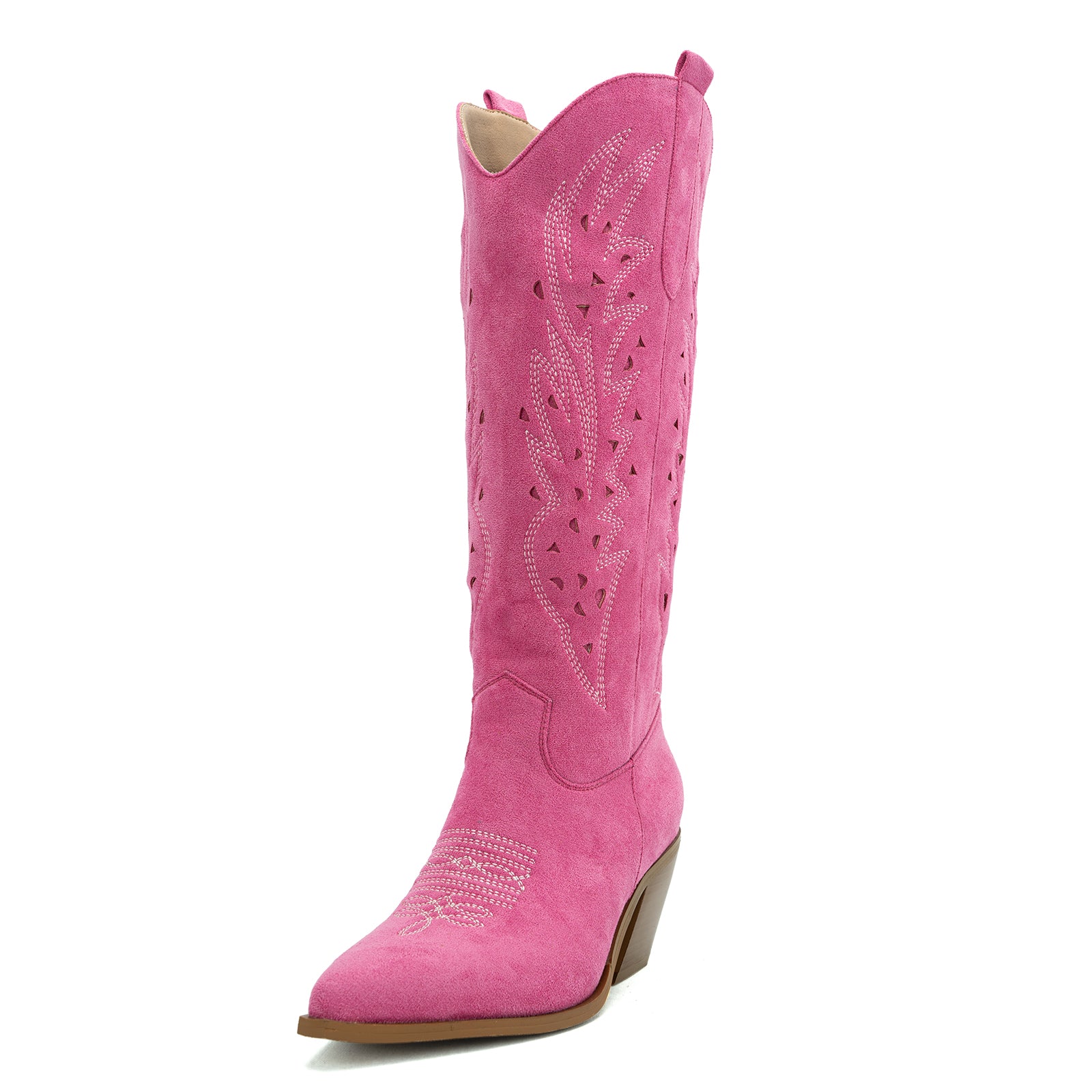 Tuhoomall Western Knee-High Boots For Women With Embroidery And Zipper, Chunky Heel For Travel, Outdoor, Fashion Casual, Party And Dance