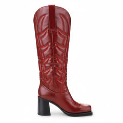 Tuhoomall Fashion Ankle Boots for Women, Floral Embroidery, High Chunky Heels, Casual Chic for All Seasons