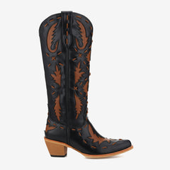 Tuhoomall Western Knee-High Cowboy Boots With Chunky Heel, Stylish Suede , Chic Patchwork Design For Comfort In Casual Outfits