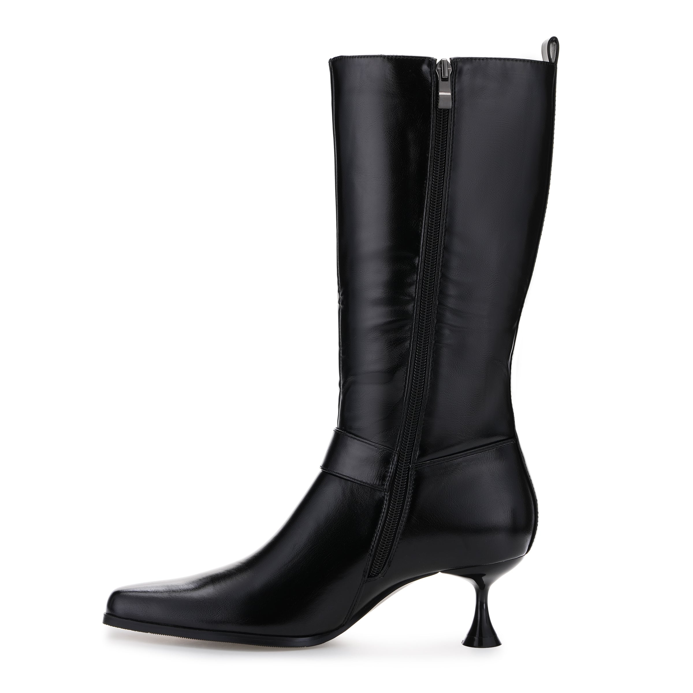 Tuhoomall Stylish Low-Cut Ankle Boots for Parties and Runway Shows, Adjustable Buckle, 5cm Kitten Heel, Solid Color with Metallic Accents, All-Season Comfort
