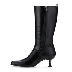 Tuhoomall Stylish Low-Cut Ankle Boots for Parties and Runway Shows, Adjustable Buckle, 5cm Kitten Heel, Solid Color with Metallic Accents, All-Season Comfort