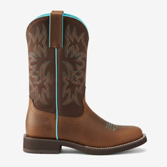 Tuhoomall Western Stylish Comfort Ankle Boots, Embroidered Slip-On, Vintage Patchwork Design, Perfect for Fashionable Casual Wear