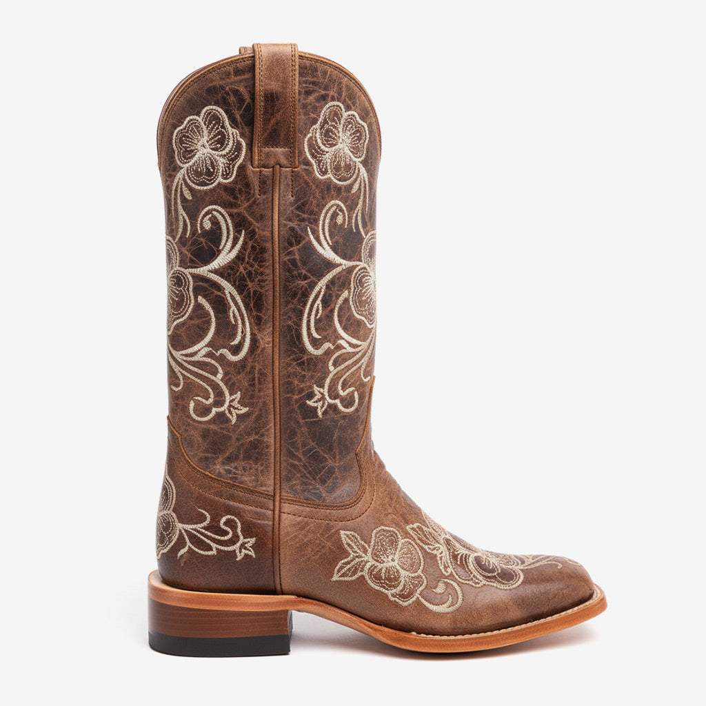 Tuhoomall Western Style Vintage Embroidered Cowboy Boots for Women, Casual Ankle Length, Chunky Heel, Slip-On Design, Perfect for Spring, Autumn, and Winter