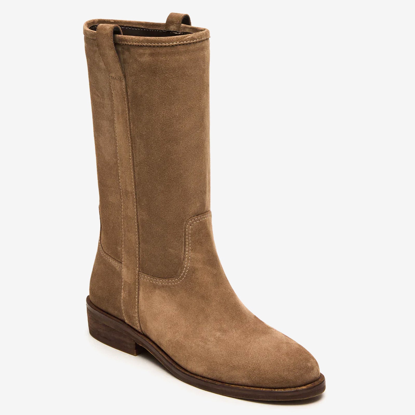 Tuhoomall Fashion Casual Boots for Women - Low Chunky Heel, Round Toe, Slip-On, Solid Color - Versatile for All Seasons