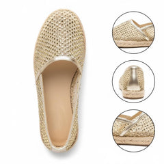 Tuhoomall Fisherman Flats Casual Shoes for Women with Rhinestone Detail, Round Toe, Slip-On Style, Rubber Sole, Stylish and Comfortable
