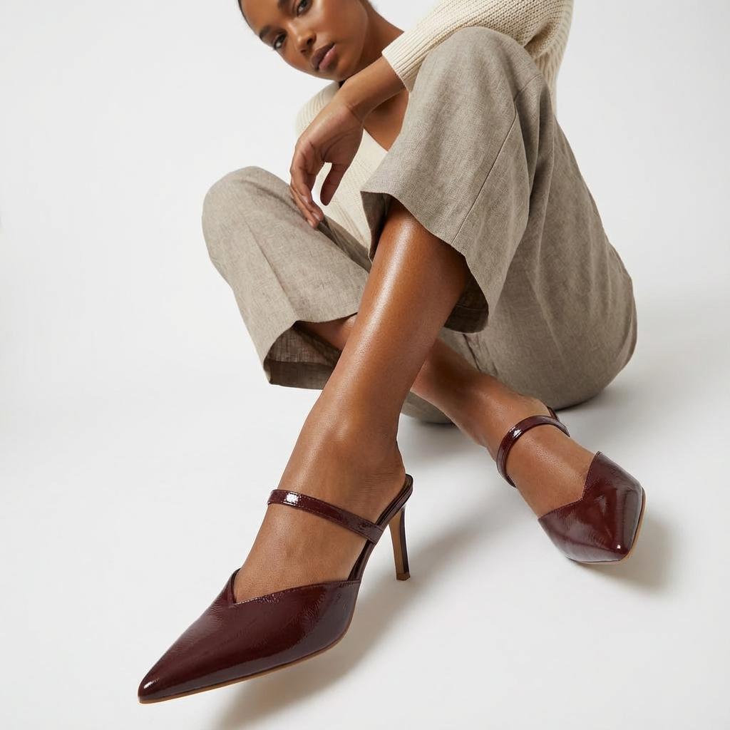 Tuhoomall Fashion High Heel Slip-On Shoes, Pointed Toe, Casual Office Style, Comfortable Suede and Mesh Upper, Rubber Sole, Perfect for Everyday Wear Tuhoomall