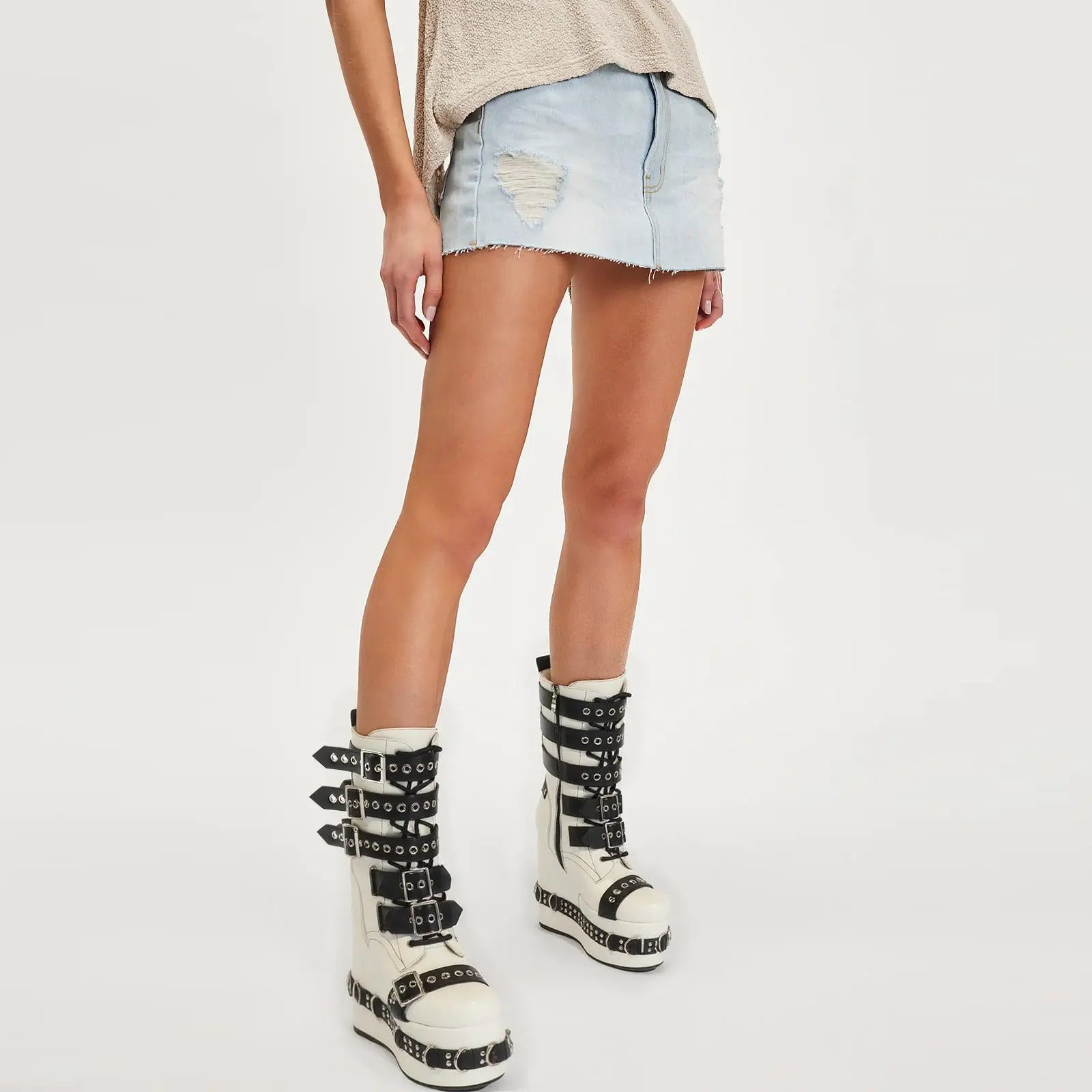 Tuhoomall Waterproof Ankle Boots for Women, Comfortable Wedge Heel, Stylish Rain & Snow Footwear with Adjustable Buckle and Zipper Closure, Perfect for Outdoor Activities Tuhoomall