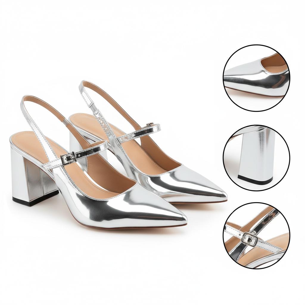Tuhoomall Fashion Mid-Heel Sandals for Women, Elegant Office Daily Wear, Adjustable Strap, Tapered Toe Design, Comfortable Rubber Sole Tuhoomall