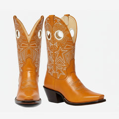 Tuhoomall Western Cowboy Ankle Boots with Embroidery, Chunky Heel for Fashion, Casual, Party and Dance, All Seasons, Closed Toe Design