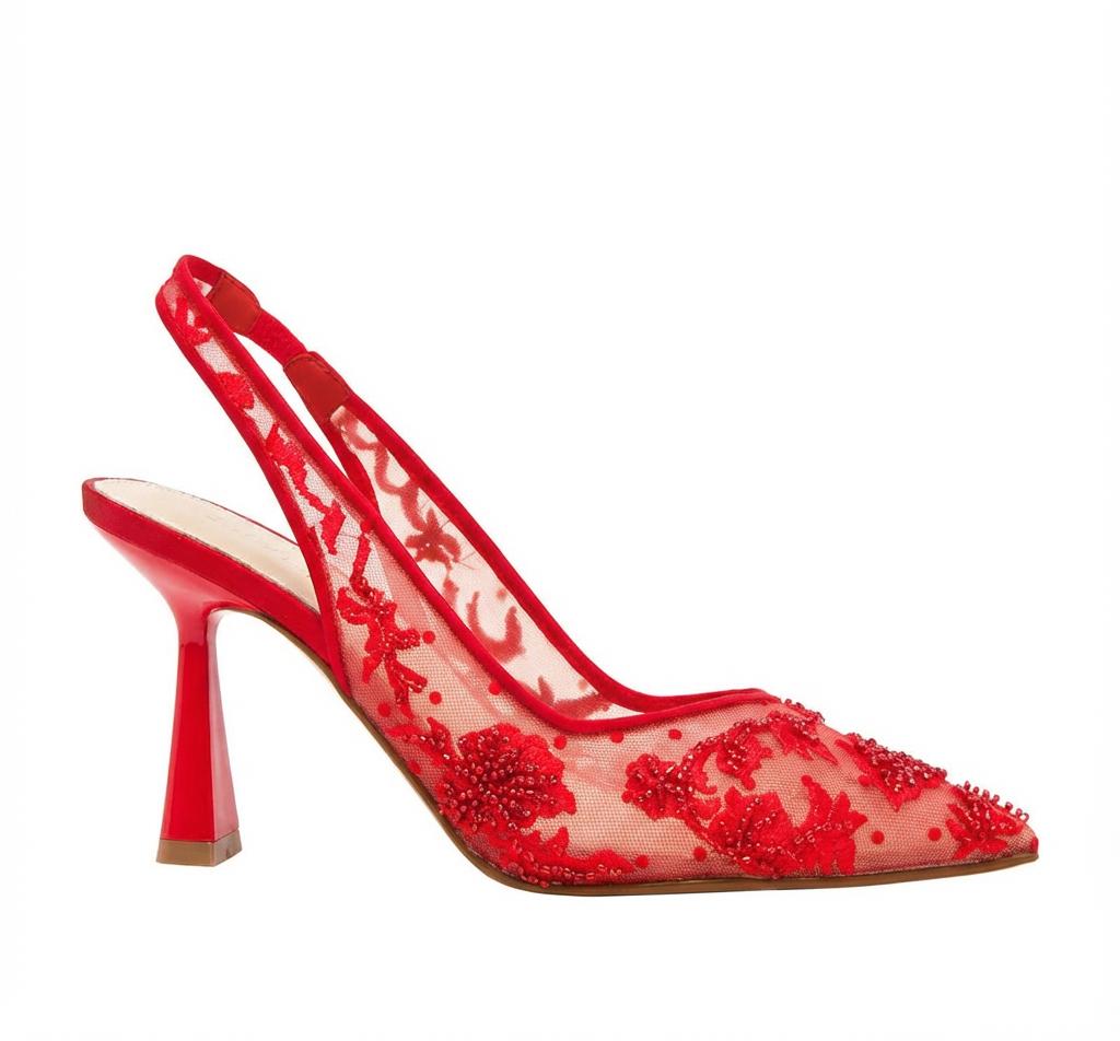 Tuhoomall Stylish Floral High Heels with Beaded Embellishment for Parties, Dancing, and Office Wear Tuhoomall