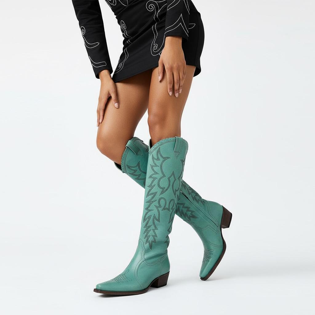 Tuhoomall Western Style Ankle Boots with Snip Toe, 1.75 in Heel, Casual Fashion, Embroidered Details, Perfect for All Seasons Tuhoomall