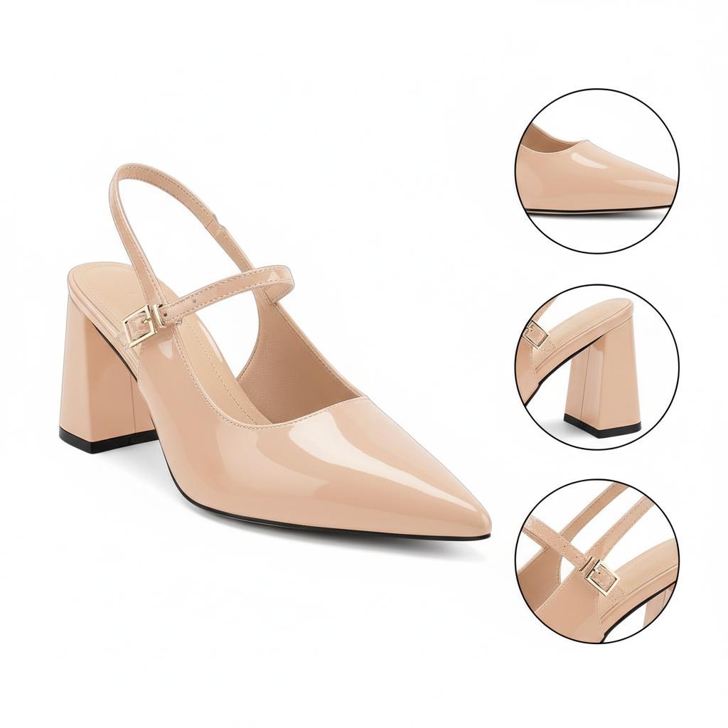 Tuhoomall Fashion Mid-Heel Sandals for Women, Elegant Office Daily Wear, Adjustable Strap, Tapered Toe Design, Comfortable Rubber Sole Tuhoomall