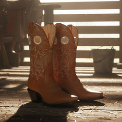 Tuhoomall Western Cowboy Ankle Boots with Embroidery, Chunky Heel for Fashion, Casual, Party and Dance, All Seasons, Closed Toe Design