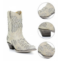 Tuhoomall Colorful Plaid Short Ankle Boots for Women, Chunky 5cm Heel, Slip-On Design, Stylish Sparkling Embellishments, All-Season Comfort